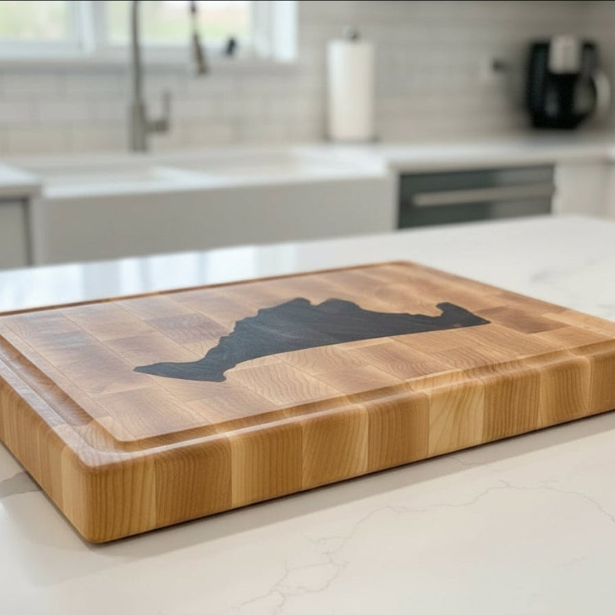 Maple end grain with walnut Martha's Vineyard Inlay cutting board
