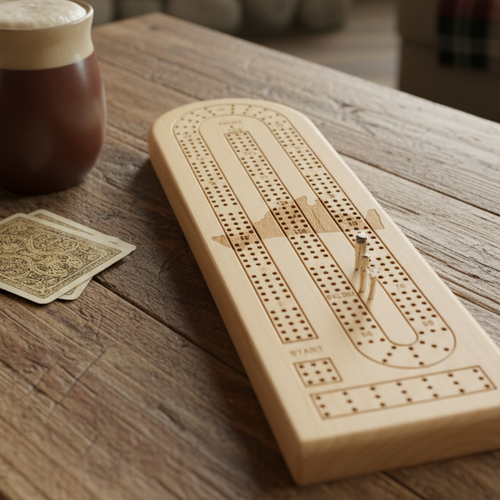 Wooden cribbage board with Martha's Vineyard map