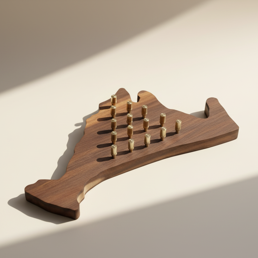 Martha's Vineyard shaped bamboo peg game