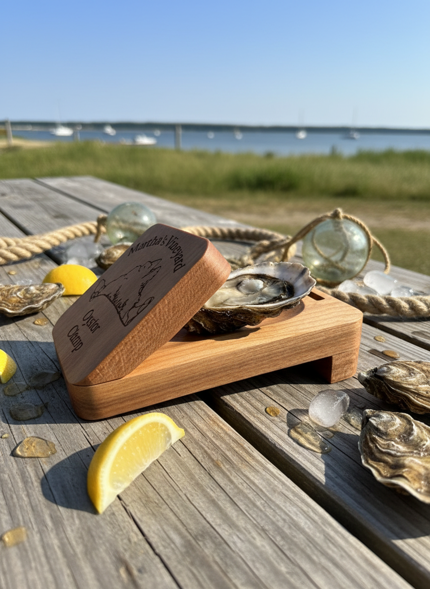 Oyster clamp with angled top and unopened oyster